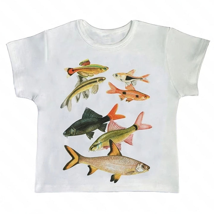 Fish Print Aesthetic Baby Tee - Vedlit