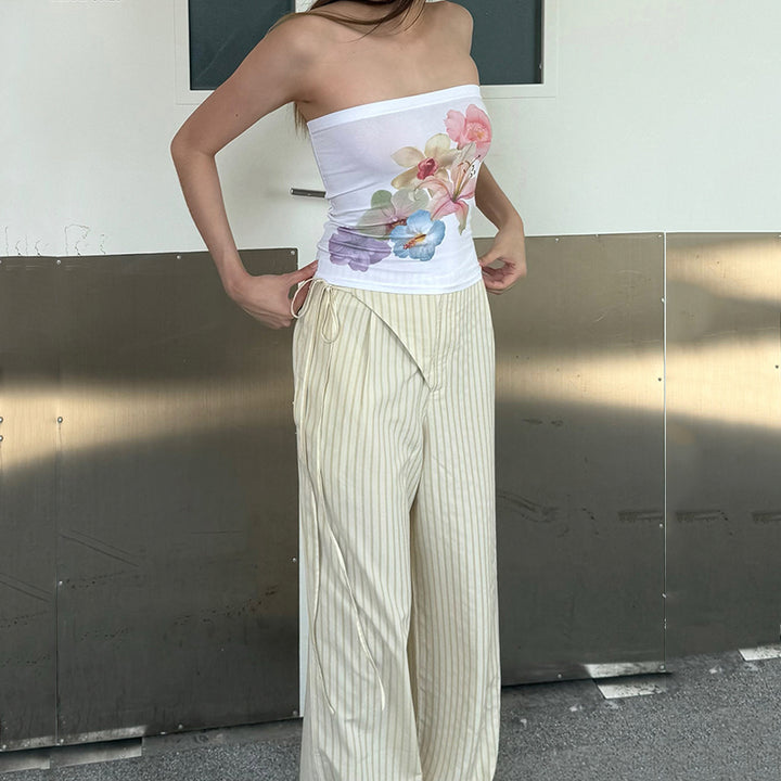 Floral Tube Top with Watercolor Print - Vedlit