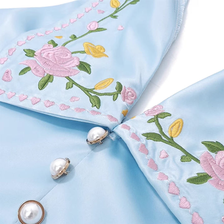 Floral Embroidered Satin Vest - Vedlit