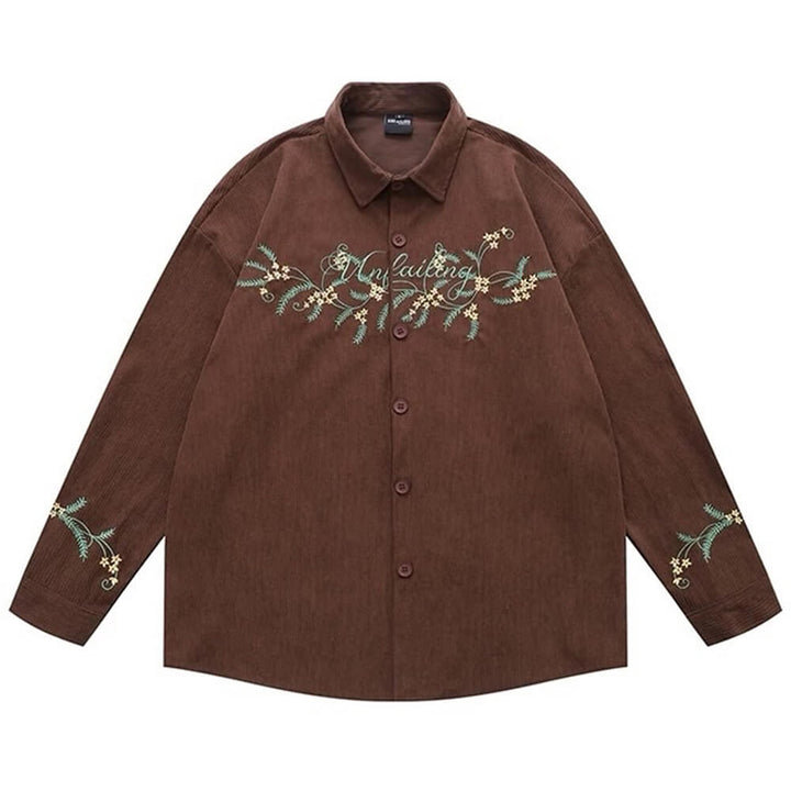 Earthcore Aesthetic Floral Button-Up Shirt - Vedlit