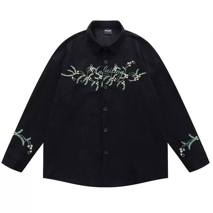 Earthcore Aesthetic Floral Button-Up Shirt - Vedlit