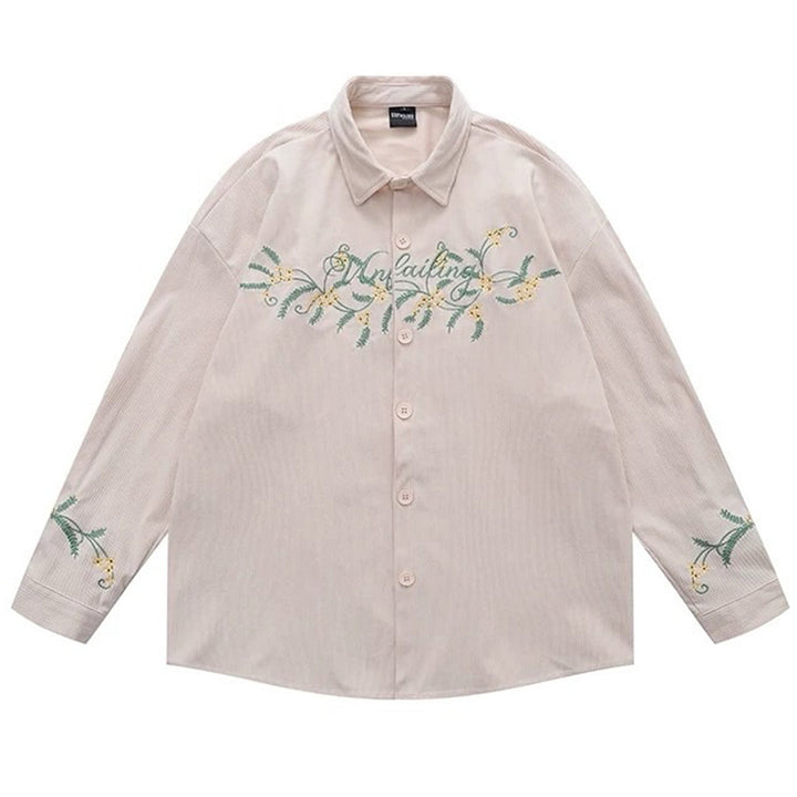 Earthcore Aesthetic Floral Button-Up Shirt - Vedlit