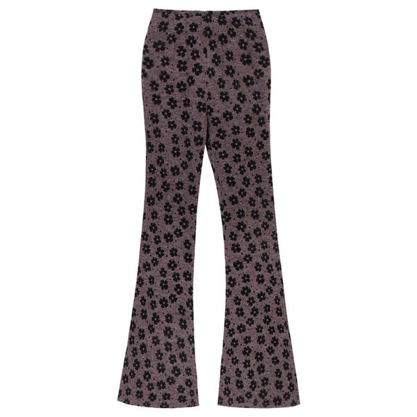 Indie Aesthetic Floral Flare Trousers - Vedlit