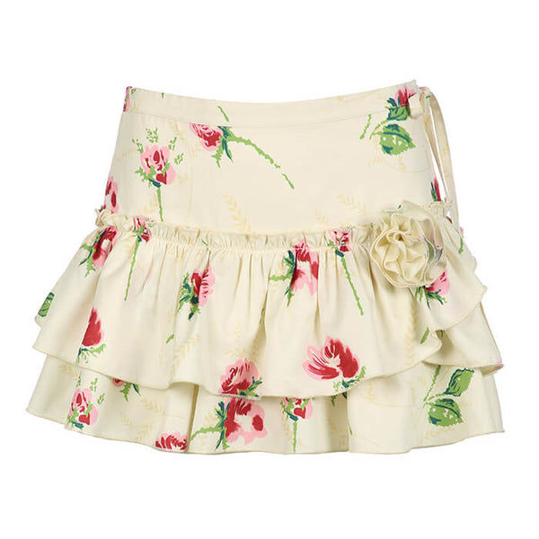 Floral Print Ruffle Skirt - Vedlit