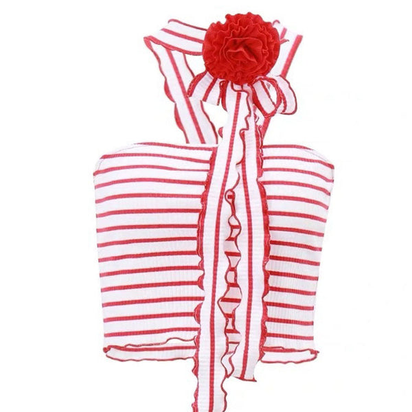 French Rose Striped Tube Top - Vedlit