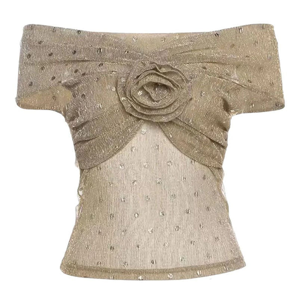Charming Rose Bardot Mesh Top - Vedlit