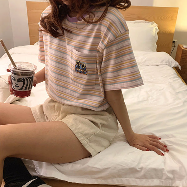 Flower Striped Tee - Vedlit