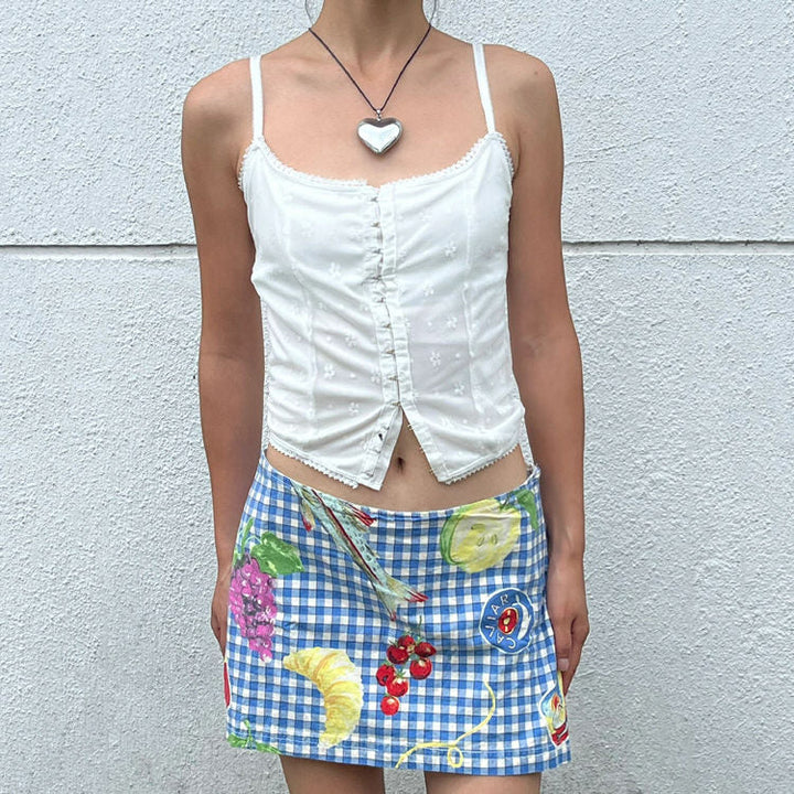 Provence Picnic Gingham Mini Skirt - Vedlit