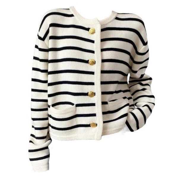 French Girl Striped Cardigan - Vedlit