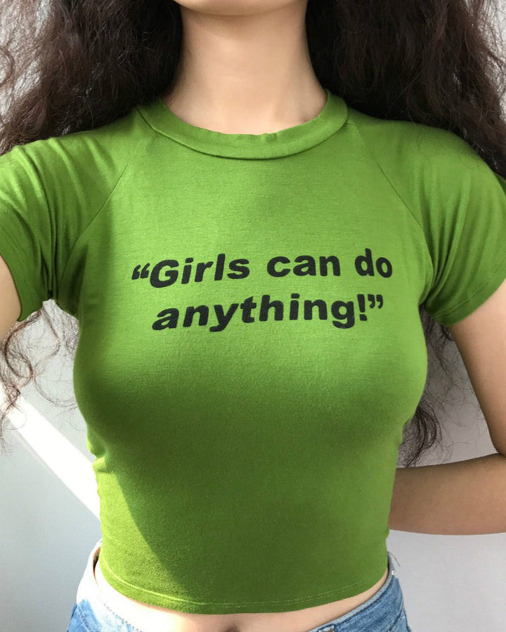 Girls Can Do Anything Crop Tee - Vedlit