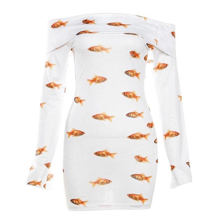 Goldfish Off Shoulder Mini Dress - Vedlit