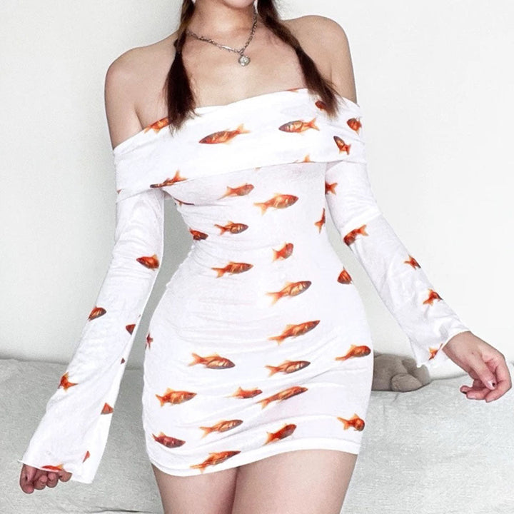 Goldfish Off Shoulder Mini Dress - Vedlit