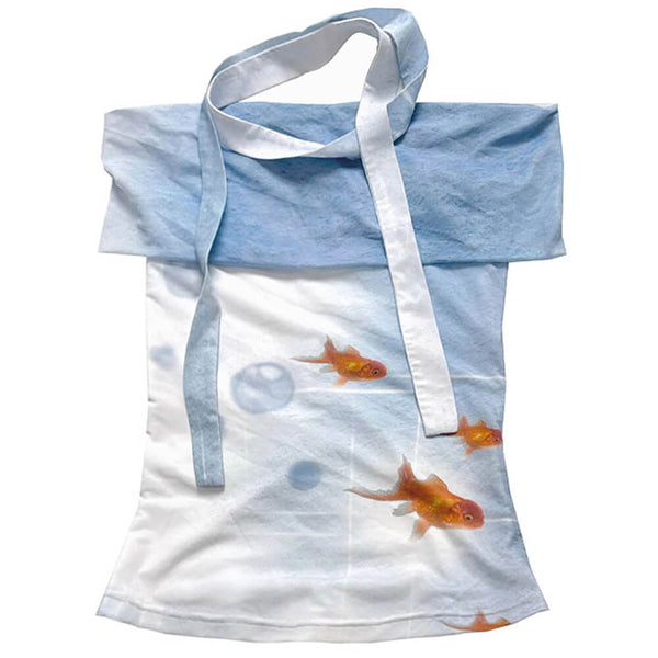 Goldfish Print Off-Shoulder Top - Vedlit