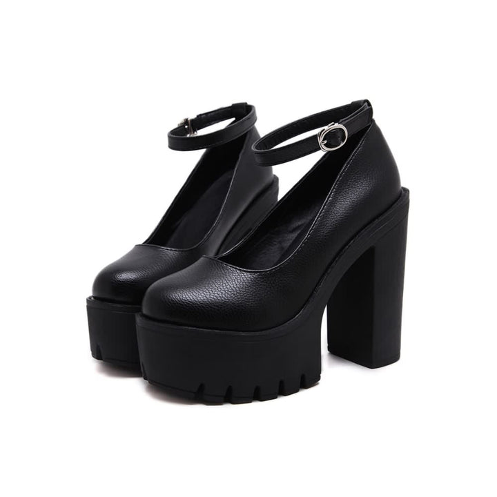 Gothic Ankle Strap Platform Pumps - Vedlit