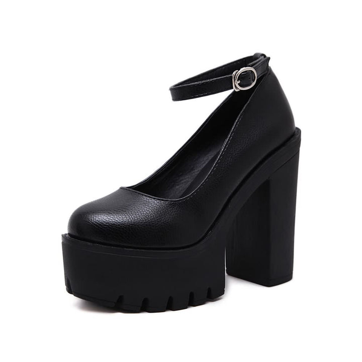 Gothic Ankle Strap Platform Pumps - Vedlit