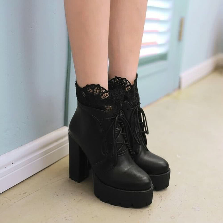 Gothic Lace Platform Boots - Vedlit