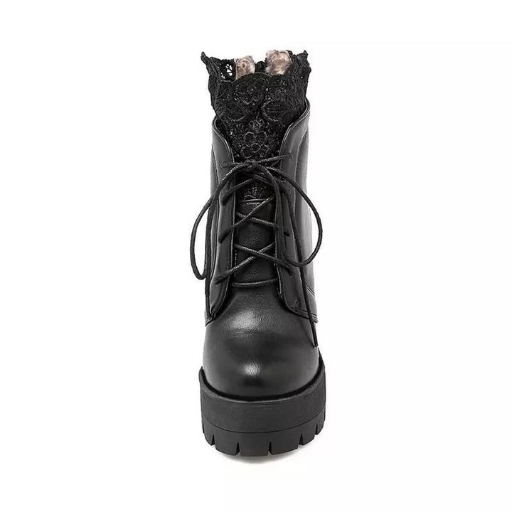 Gothic Lace Platform Boots - Vedlit