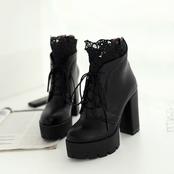 Gothic Lace Platform Boots - Vedlit