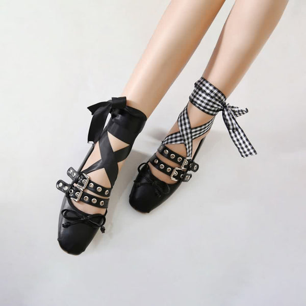 Gothic Punk Ballet Flats - Vedlit