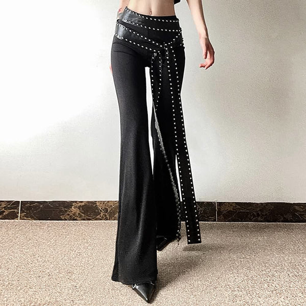 Gothic Punk High Waist Flare Pants - Vedlit