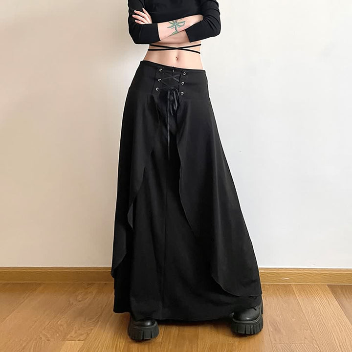 Gothic Punk Layered Maxi Skirt - Vedlit