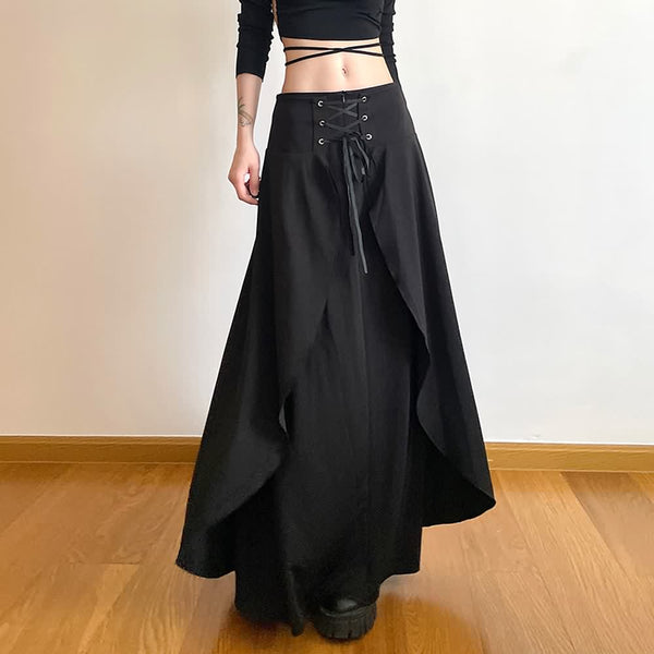 Gothic Punk Layered Maxi Skirt - Vedlit