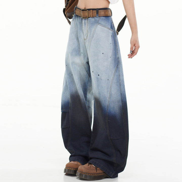 Faded Gradient Baggy Jeans - Vedlit