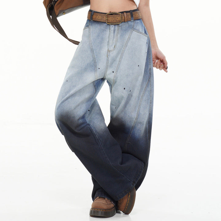Faded Gradient Baggy Jeans - Vedlit