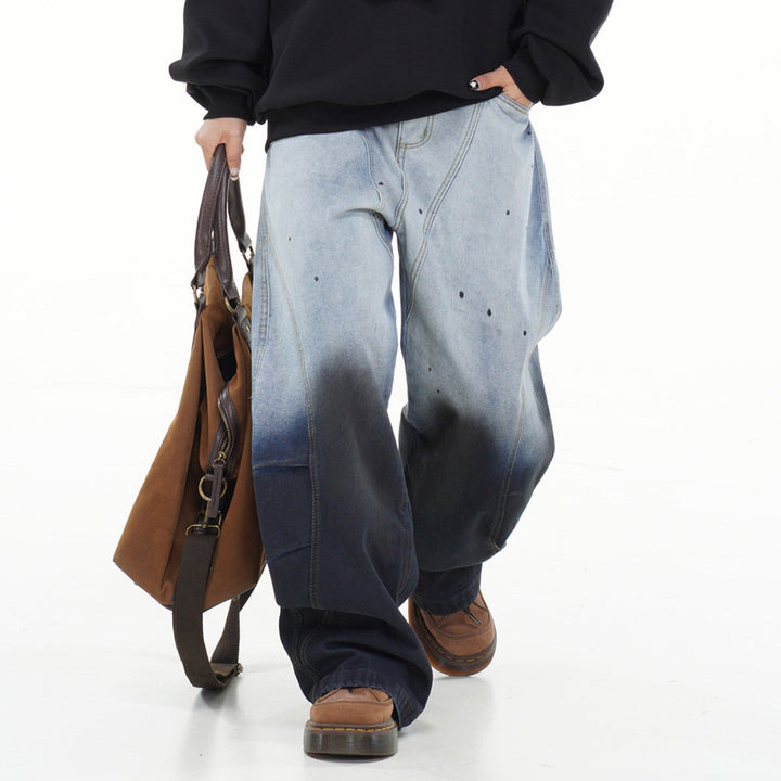 Faded Gradient Baggy Jeans - Vedlit