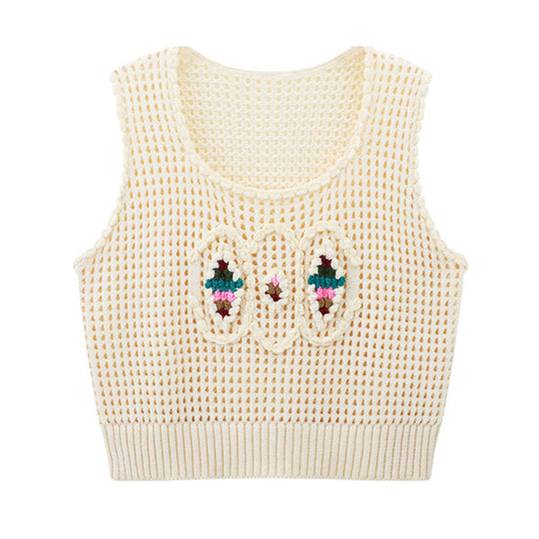 Grandmacore Cropped Knit Vest - Vedlit