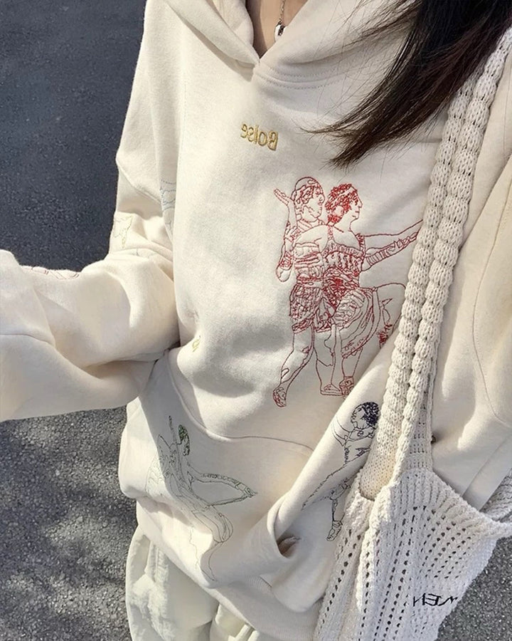 Greek-Roman Art Embroidery Aesthetic Hoodie - Vedlit