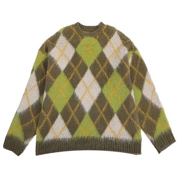 New Student Green Argyle Sweater - Vedlit