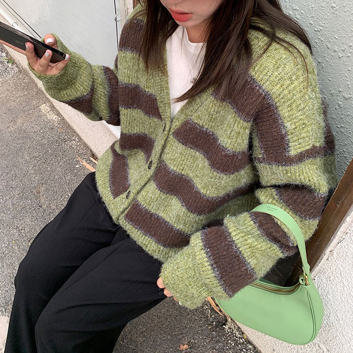 Local Coffee Shop Striped Cardigan - Vedlit