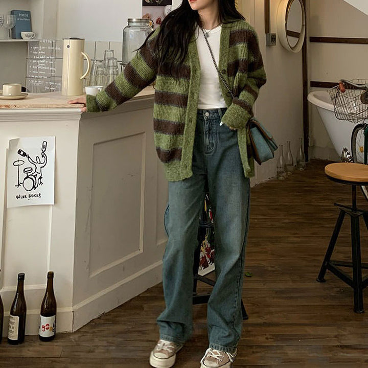Local Coffee Shop Striped Cardigan - Vedlit