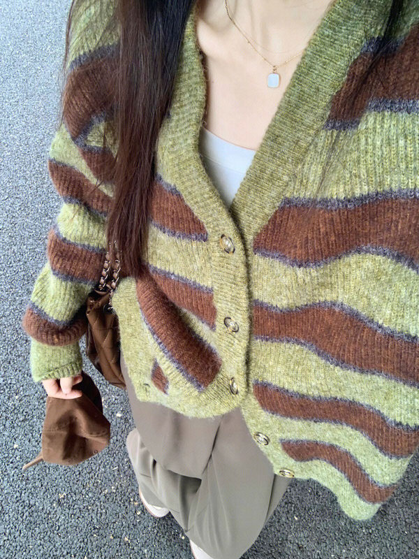 Local Coffee Shop Striped Cardigan - Vedlit