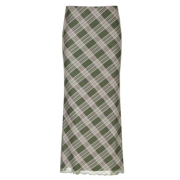 Fairycore Plaid Maxi Skirt - Vedlit