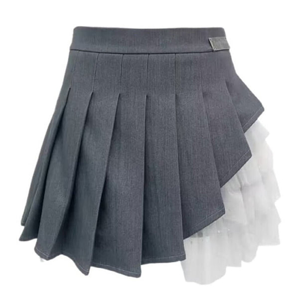 Aesthetic Layered Gray Skirt - Vedlit