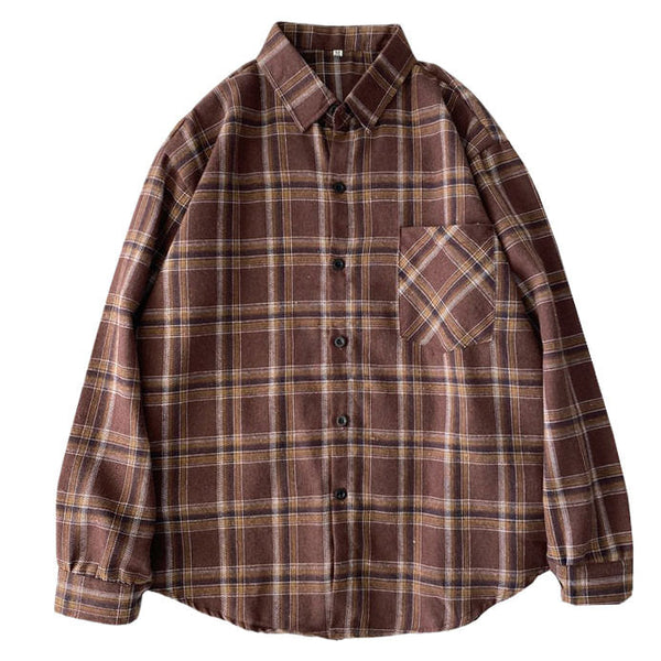 Dark Academia Aesthetic Plaid Shirt - Vedlit