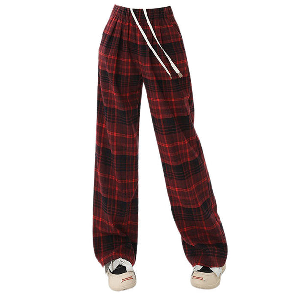 Grunge Plaid Pants in Red - Vedlit