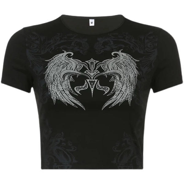 Grunge Aesthetic Angel Wings Crop Top - Vedlit