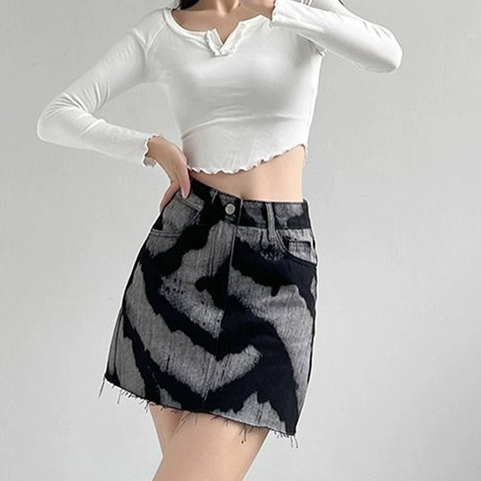 Grunge Aesthetic Denim Skirt - Vedlit