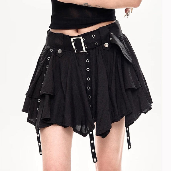 Grunge Sleaze Layered Mini Skirt - Vedlit