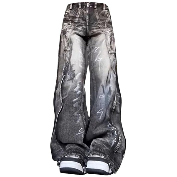 Grunge Wide-Leg Cargo Jeans - Vedlit