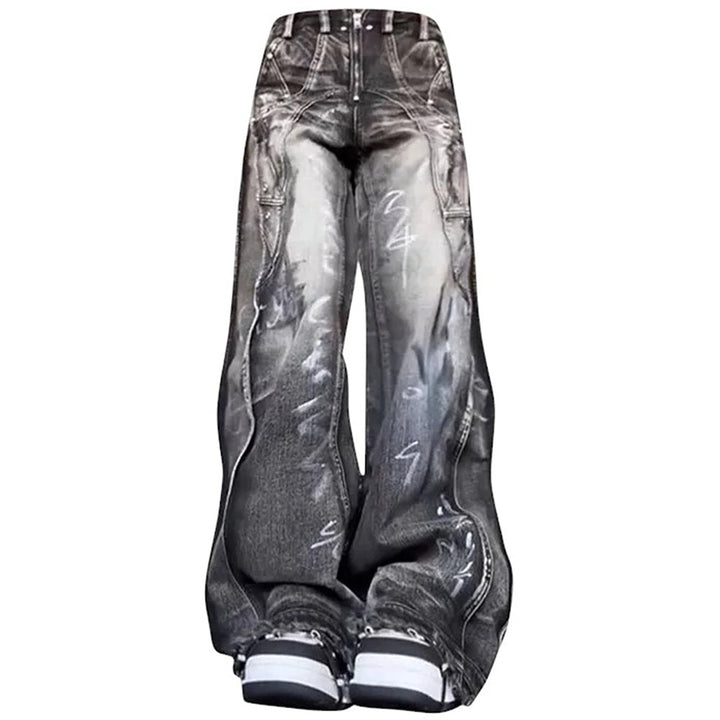 Grunge Wide-Leg Cargo Jeans - Vedlit