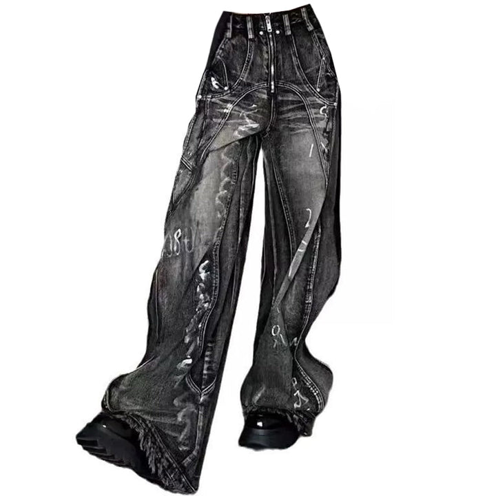 Grunge Wide-Leg Cargo Jeans - Vedlit