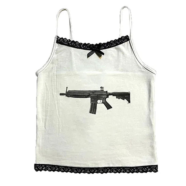 Love Roulette Gun Lace Tank Top - Vedlit
