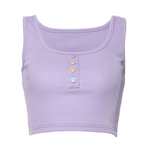Heart Button Ribbed Top - Vedlit