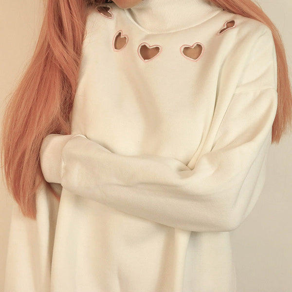 Heart Cut Out Sweatshirt - Vedlit