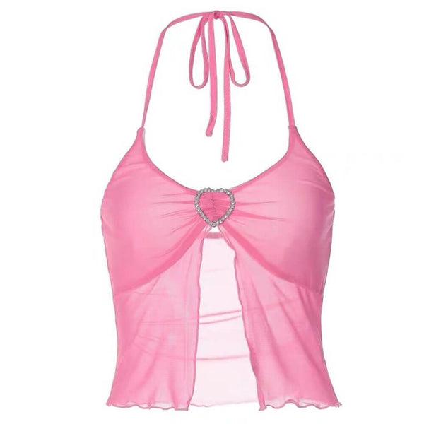 Heart Buckle Y2K Halter Top - Vedlit