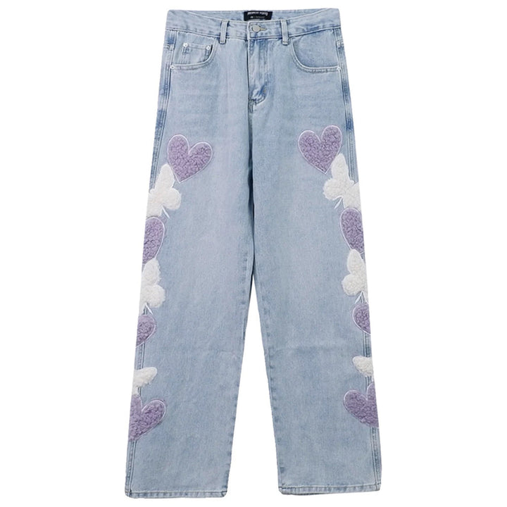 Sweet Attitude Heart Patch Wide-Leg Jeans - Vedlit